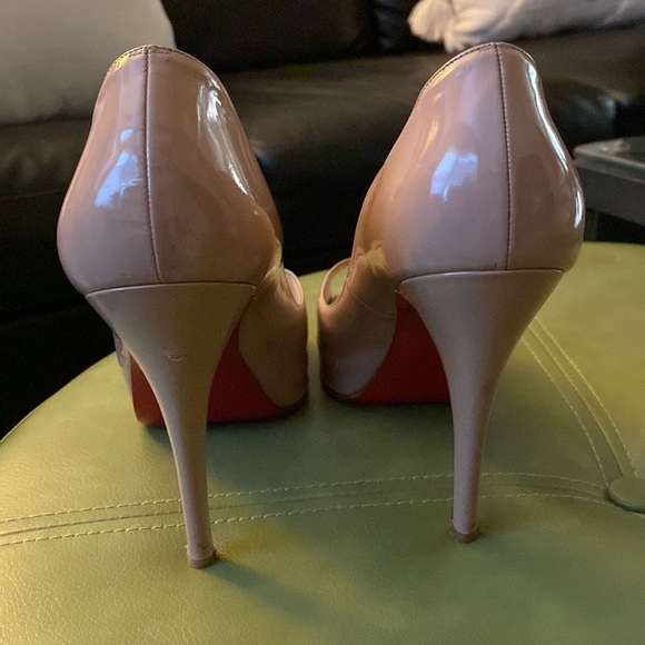 EUC Christian Louboutin Very Prive 120 Nude Open Toe Heels Size 40 - Picture 3 of 7